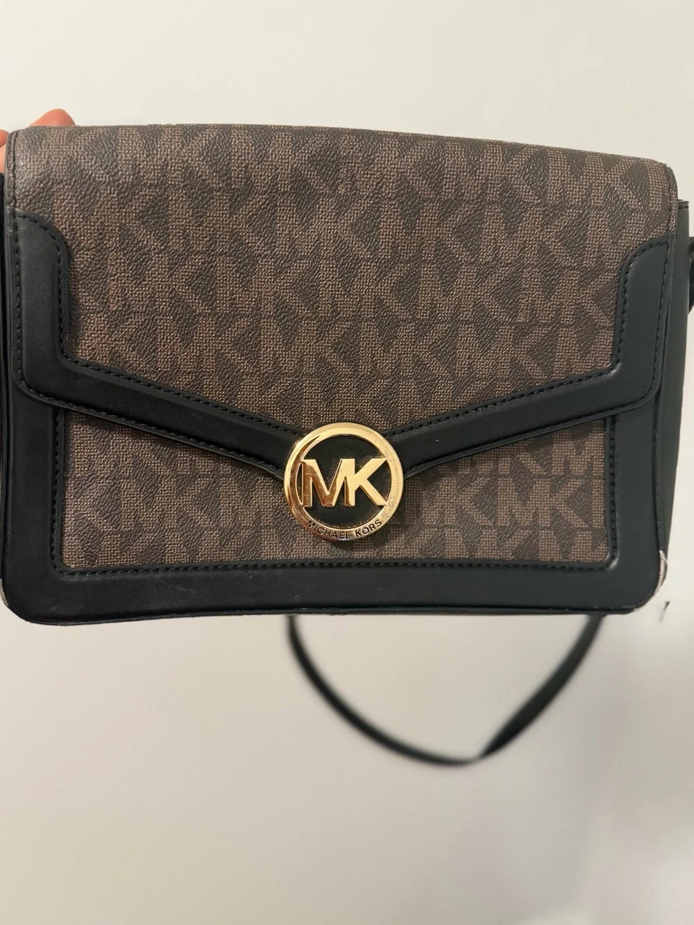 Michael Kors Brown and Black MK Logo Crossbody Bag